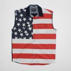 Cody James Men's American Flag Bubba Sleeveless Western Shirt (Size M)